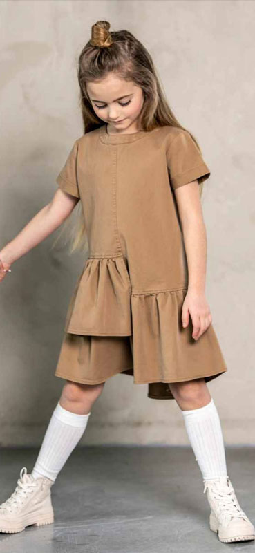 Dievčenské asymetrické šaty - beige
