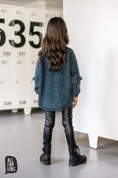 Dievčenská košeľa denim Volán-02