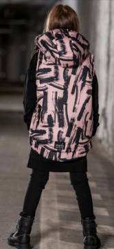 Dievčenská vesta Pásik - pink 01