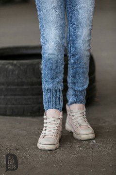 Dievčenské denim nohavice pasik - blue 01